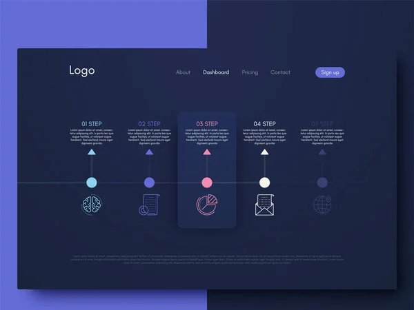 Infografica Grafica Vettoriale Modello Creazione Applicazioni Mobili Layout Del Flusso — Vettoriale Stock