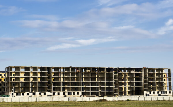 Unfinished cast-concrete building.