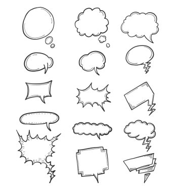 El çizimine göre ayarlanmış metin kutusu. Beyaz arkaplandaki komik konuşma balonu vektörü.