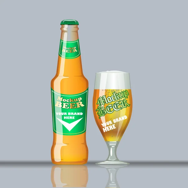 Digital vector szklankę piwa makieta — Wektor stockowy