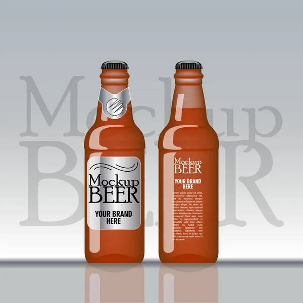 Vetor digital marrom cerveja mockup — Vetor de Stock