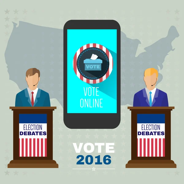 Elezione vettoriale digitale USA con voto online — Vettoriale Stock