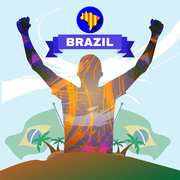 数字矢量，抽象的巴西冠军运动员 — 图库矢量图片