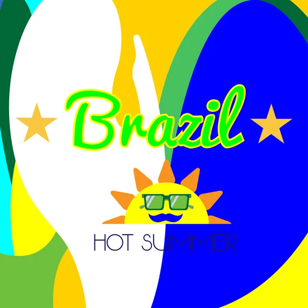 Цифровий вектор Бразилія гаряче літо з сонцем — стоковий вектор