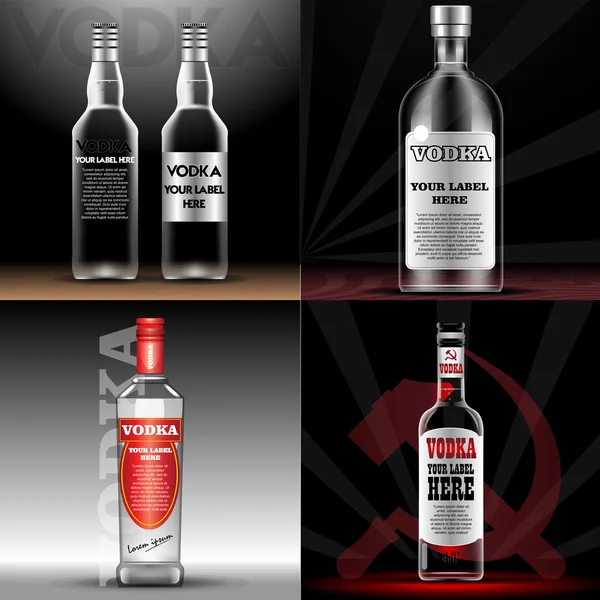 Vector garrafa de vodka vermelho mockup com o seu rótulo — Vetor de Stock