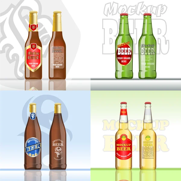 Digital vector cerveza set mockup — Vector de stock