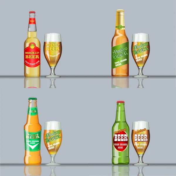 Ensemble de bière vectorielle numérique maquette — Image vectorielle