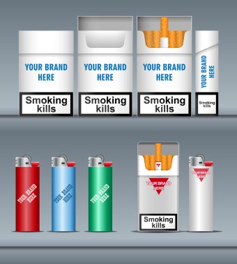 Dijital vektör gümüş sigara paketi mockup