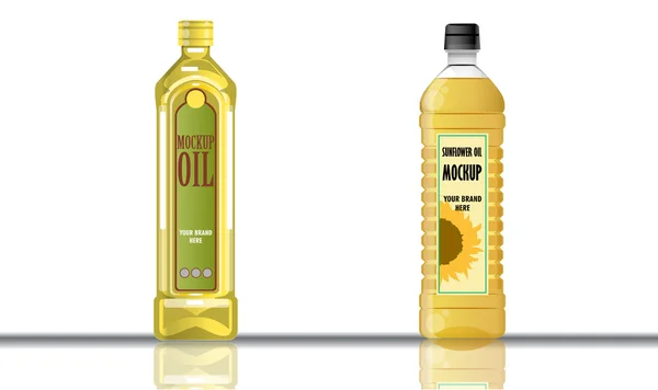 Digitaler Vektor gelbes Oliven- und Sonnenblumenöl — Stockvektor