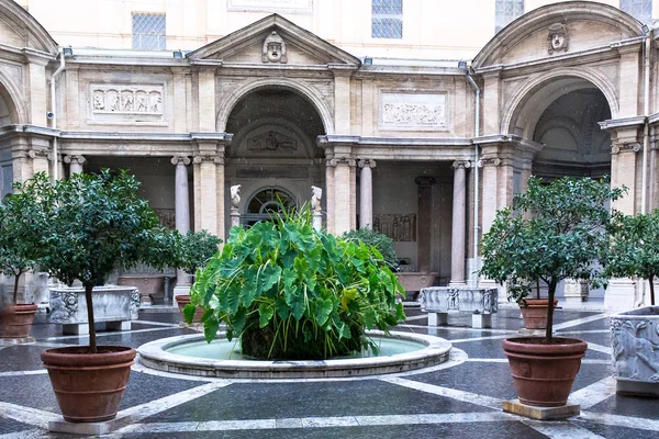 Green plants, rain, and fountain in a building from vatican — Stock Photo, Image