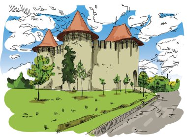 Dijital vektör Soroca Castle boyalı