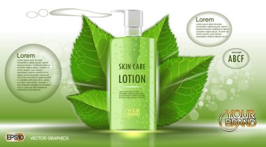 Digital vector green glass skin care lotion clipart