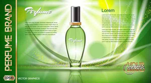 Dijital vektör yeşil Cam parfüm kadınlar için — Stok Vektör