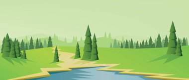 Çam ağaçları ile dijital vektör arka plan