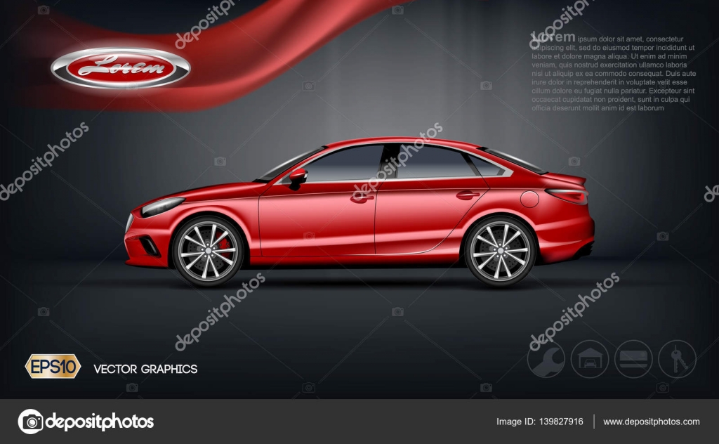 Digital vector red car with black windows mockup Stock Vector Image by