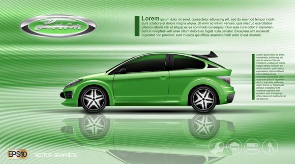 Vetor digital carro verde com janelas pretas mockup —  Vetores de Stock