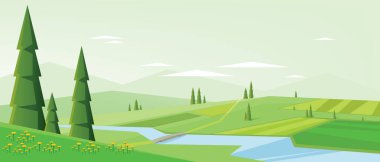 Çam ağaçları ile dijital vektör arka plan