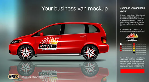 Wektor cyfrowy czerwony nowy nowoczesnej firmy van — Wektor stockowy
