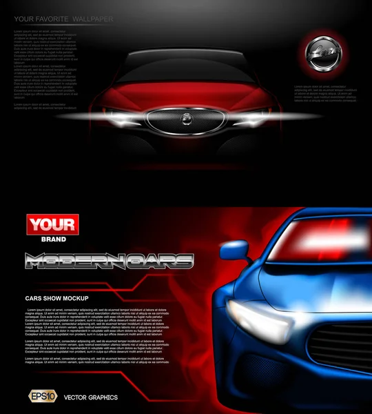 Digital vetor vermelho moderno carro esporte mockup —  Vetores de Stock