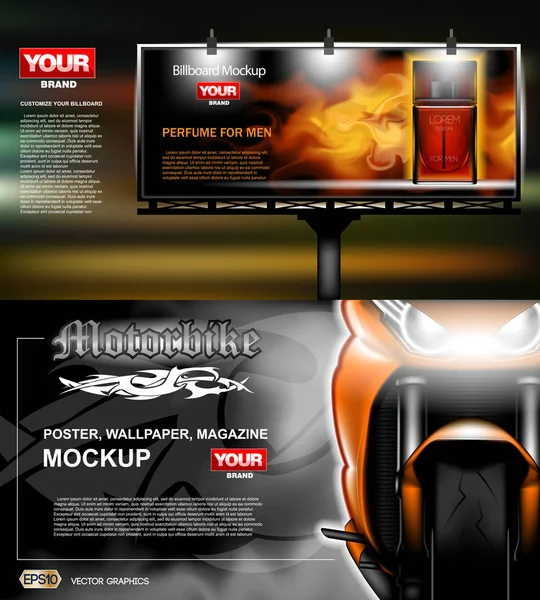 Digitaler Vektor, Leuchtkasten-Werbung mit Parfüm — Stockvektor