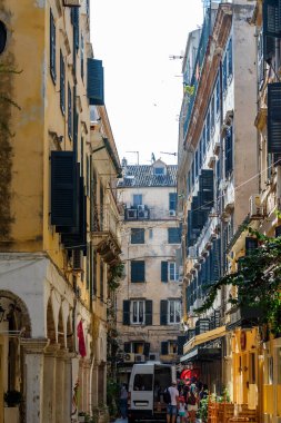 corfu Island, Yunanistan'ın dar sokaklarında