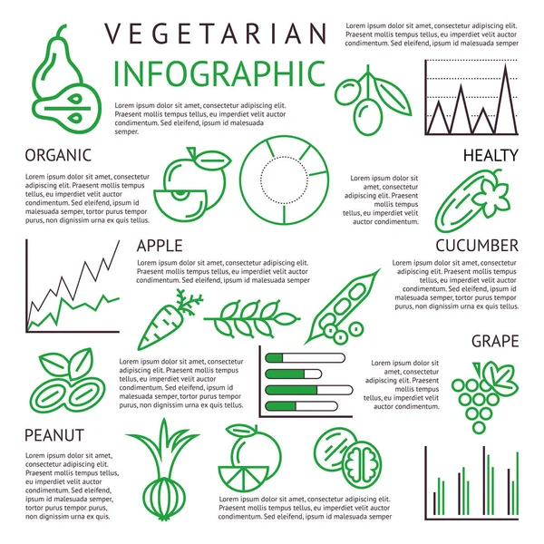 Digitale zwart groen plantaardige pictogrammen instellen — Stockvector