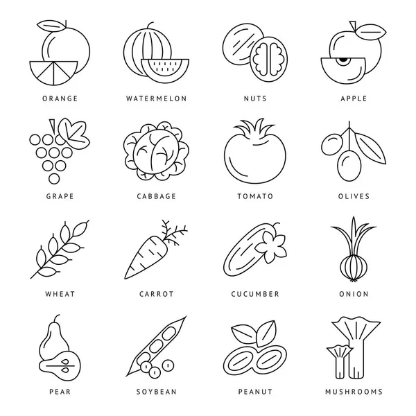 Conjunto de iconos de vegetales verdes negros digitales — Vector de stock