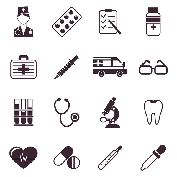 Iconos médicos digitales vector negro — Vector de stock