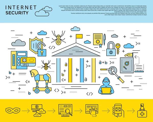 Dati di sicurezza di Internet blu vettoriale digitale — Vettoriale Stock