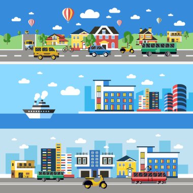 Digital vector blue city transport icons clipart