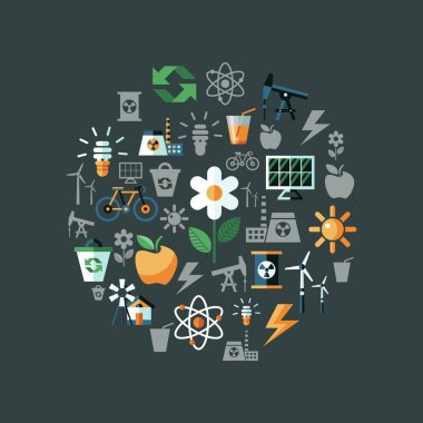 Dijital vektör yeşil ekoloji simgeler