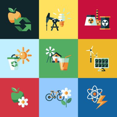 Dijital vektör kırmızı ekoloji simgeler