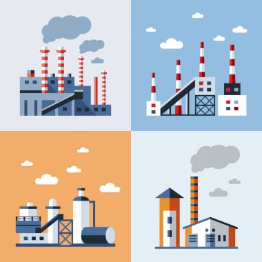 Dijital vektör mavi fabrika kirliliği