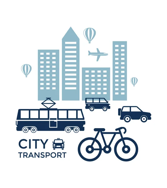 Digital vector azul ciudad transporte — Vector de stock