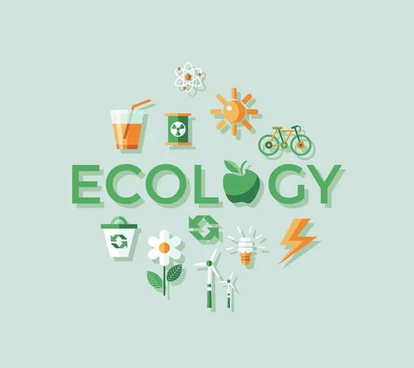 Digital vector red ecology icons — Stock Vector