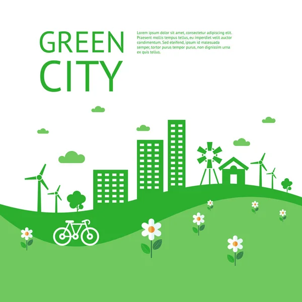 Digital vector ecología ciudad verde — Archivo Imágenes Vectoriales
