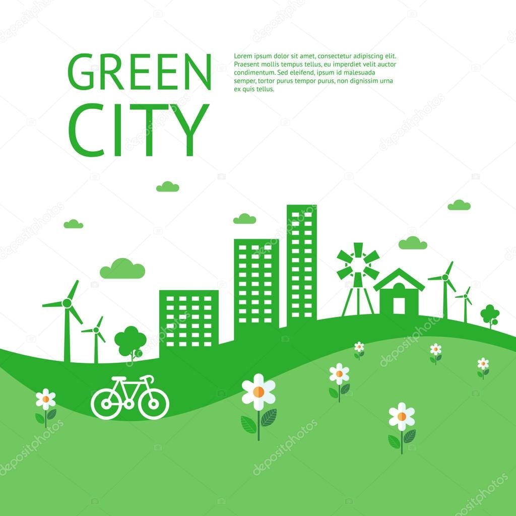 Digital vector green city ecology