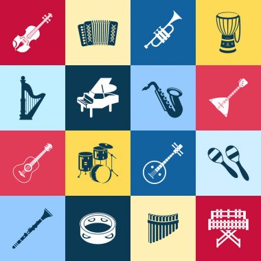 Dijital vektör yeşil müzik aletler