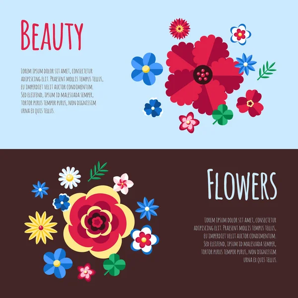 Ensemble de fleurs bleu vectoriel numérique — Image vectorielle