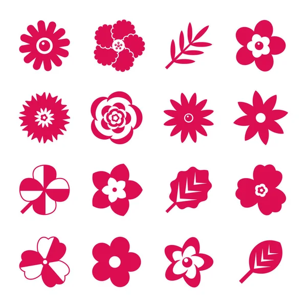 デジタル ベクトル赤い花セット — ストックベクタ