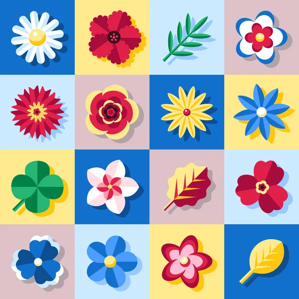 Digitale vector blauwe bloemen set — Stockvector