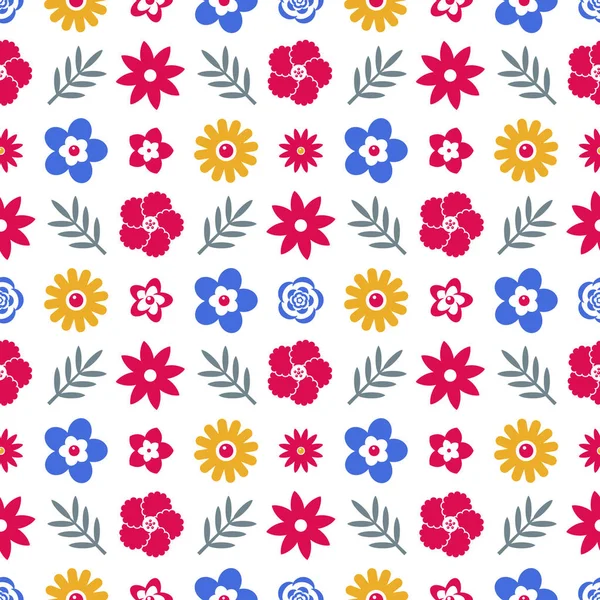 Digitale vector blauwe rode bloemen set — Stockvector