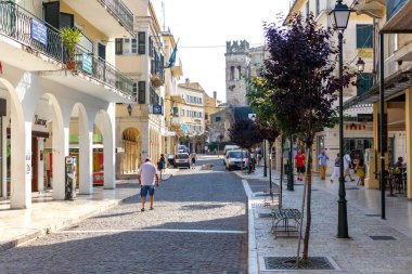 Corfu şehir büyük turist Caddesi