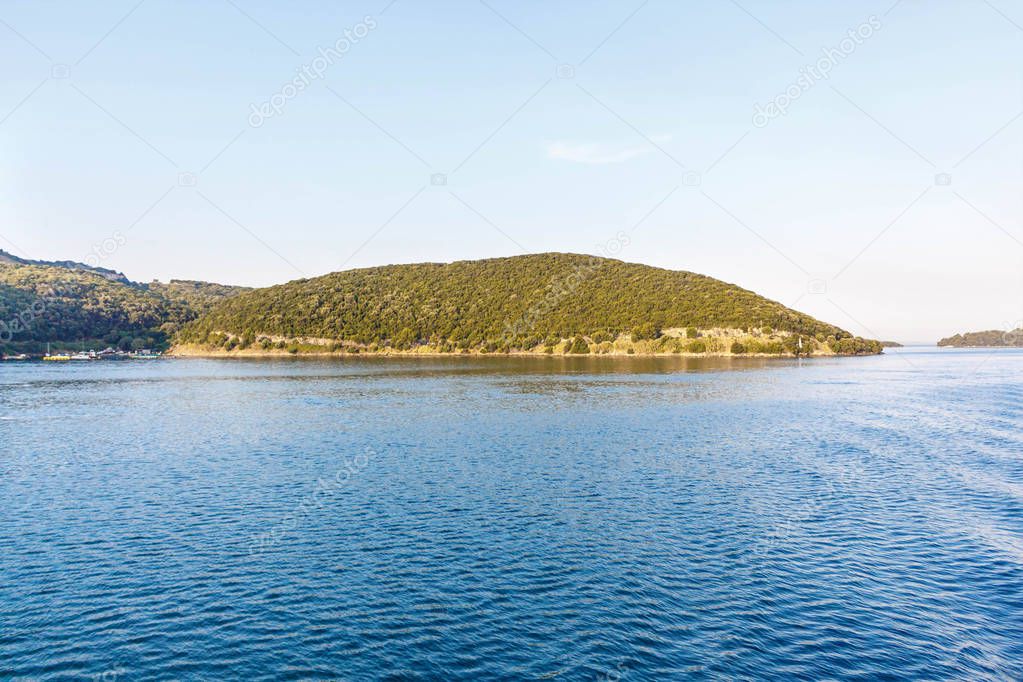 View from sea to Corfu island