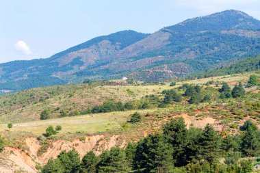 Gün batımında güzel yeşil orman Dağları