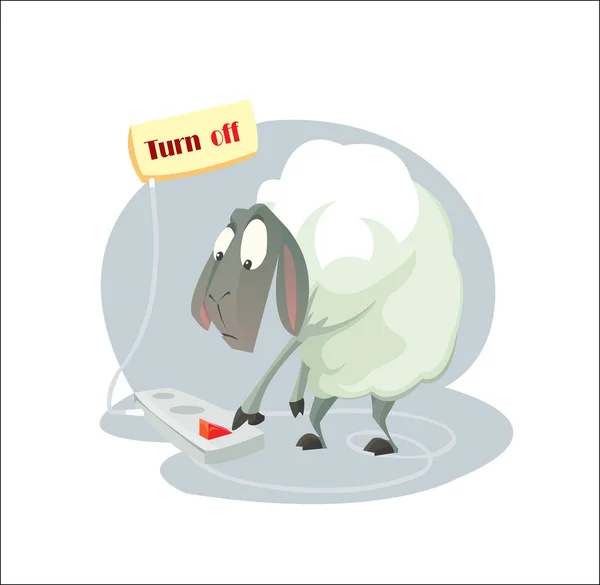 Digital vector funny cartoon sheep — Stock Vector