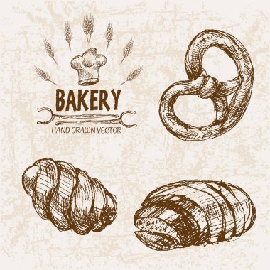 Dijital vektör ayrıntılı satırı sanat ekmek