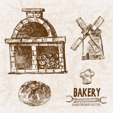 Dijital vektör ayrıntılı satırı sanat ekmek