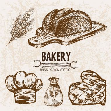 Dijital vektör ayrıntılı satırı sanat ekmek