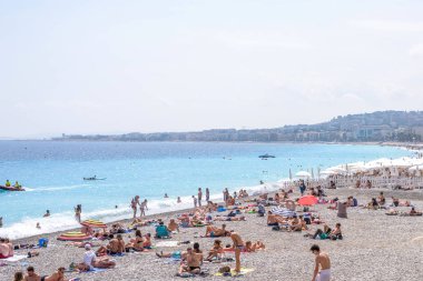 Nice Cote Dazur beach resort Fransa görünümüne güzel gün ışığı